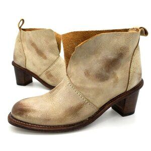 Anthropologie Cream and Brown Ankle Boots